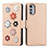 Leather Case Stands Flip Flowers Cover Holder S02D for Motorola Moto E32s Khaki