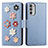 Leather Case Stands Flip Flowers Cover Holder S02D for Motorola Moto G52j 5G