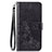 Leather Case Stands Flip Flowers Cover Holder S02D for Samsung Galaxy A30 Black
