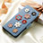 Leather Case Stands Flip Flowers Cover Holder S02D for Samsung Galaxy S22 Plus 5G Blue