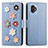 Leather Case Stands Flip Flowers Cover Holder S02D for Samsung Galaxy XCover 6 Pro 5G Blue