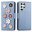 Leather Case Stands Flip Flowers Cover Holder S04D for Samsung Galaxy S22 Ultra 5G