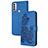 Leather Case Stands Flip Flowers Cover Holder Y01X for Motorola Moto E40 Blue