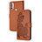 Leather Case Stands Flip Flowers Cover Holder Y01X for Motorola Moto E40 Brown