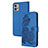 Leather Case Stands Flip Flowers Cover Holder Y01X for Motorola Moto G32 Blue