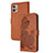 Leather Case Stands Flip Flowers Cover Holder Y01X for Motorola Moto G32 Brown