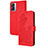 Leather Case Stands Flip Flowers Cover Holder Y01X for OnePlus Nord N300 5G Red