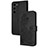 Leather Case Stands Flip Flowers Cover Holder Y01X for Samsung Galaxy S22 5G Black