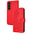 Leather Case Stands Flip Flowers Cover Holder Y01X for Samsung Galaxy S22 5G Red