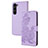 Leather Case Stands Flip Flowers Cover Holder Y01X for Samsung Galaxy S22 Plus 5G Purple