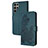 Leather Case Stands Flip Flowers Cover Holder Y01X for Samsung Galaxy S22 Ultra 5G Green