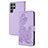 Leather Case Stands Flip Flowers Cover Holder Y01X for Samsung Galaxy S22 Ultra 5G Purple