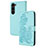 Leather Case Stands Flip Flowers Cover Holder Y01X for Samsung Galaxy S23 Plus 5G Mint Blue