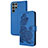 Leather Case Stands Flip Flowers Cover Holder Y01X for Samsung Galaxy S23 Ultra 5G Blue