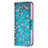 Leather Case Stands Flip Flowers Cover L01 Holder for Apple iPhone 13 Mini Cyan