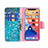 Leather Case Stands Flip Flowers Cover L01 Holder for Apple iPhone 13 Mini Cyan