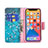 Leather Case Stands Flip Flowers Cover L02 Holder for Apple iPhone 13 Pro Max Cyan