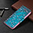 Leather Case Stands Flip Flowers Cover L02 Holder for Apple iPhone 13 Pro Max Cyan