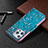 Leather Case Stands Flip Flowers Cover L02 Holder for Apple iPhone 13 Pro Max Cyan