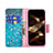 Leather Case Stands Flip Flowers Cover L02 Holder for Apple iPhone 14 Pro Cyan