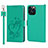 Leather Case Stands Flip Flowers Cover L16 Holder for Apple iPhone 13 Pro Max Green