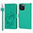 Leather Case Stands Flip Flowers Cover L16 Holder for Apple iPhone 14 Pro Max Green