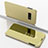 Leather Case Stands Flip Holder Mirror Cover for Samsung Galaxy S10e Gold