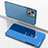 Leather Case Stands Flip Mirror Cover Holder for Apple iPhone 13 Mini Blue