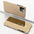 Leather Case Stands Flip Mirror Cover Holder for Apple iPhone 13 Pro Max Gold