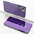 Leather Case Stands Flip Mirror Cover Holder for Apple iPhone 14 Plus Purple