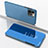 Leather Case Stands Flip Mirror Cover Holder for Apple iPhone 14 Pro Max Blue