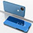 Leather Case Stands Flip Mirror Cover Holder for Google Pixel 4a Blue