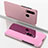 Leather Case Stands Flip Mirror Cover Holder for Huawei P Smart+ Plus Rose Gold