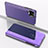 Leather Case Stands Flip Mirror Cover Holder for Samsung Galaxy A12 Purple