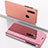 Leather Case Stands Flip Mirror Cover Holder for Samsung Galaxy A30 Rose Gold