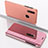 Leather Case Stands Flip Mirror Cover Holder for Samsung Galaxy A40 Rose Gold