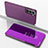 Leather Case Stands Flip Mirror Cover Holder for Samsung Galaxy S21 FE 5G Purple