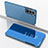 Leather Case Stands Flip Mirror Cover Holder for Samsung Galaxy S21 FE 5G Sky Blue