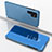 Leather Case Stands Flip Mirror Cover Holder for Samsung Galaxy S22 Ultra 5G Sky Blue