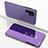 Leather Case Stands Flip Mirror Cover Holder for Samsung Galaxy S23 Ultra 5G Purple