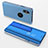 Leather Case Stands Flip Mirror Cover Holder L02 for Apple iPhone Xs Blue