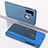 Leather Case Stands Flip Mirror Cover Holder L04 for Samsung Galaxy A11 Blue
