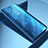 Leather Case Stands Flip Mirror Cover Holder L04 for Samsung Galaxy S22 5G Blue