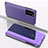 Leather Case Stands Flip Mirror Cover Holder L04 for Xiaomi Mi 10T 5G Clove Purple