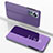 Leather Case Stands Flip Mirror Cover Holder L04 for Xiaomi Mi 12S 5G Clove Purple