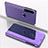 Leather Case Stands Flip Mirror Cover Holder QH1 for Huawei P40 Lite E Clove Purple