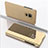 Leather Case Stands Flip Mirror Cover Holder QH1 for Xiaomi Redmi 10X 4G Gold