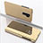 Leather Case Stands Flip Mirror Cover Holder QH1 for Xiaomi Redmi 9 Prime India Gold