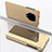 Leather Case Stands Flip Mirror Cover Holder QH1 for Xiaomi Redmi Note 9 Pro Gold