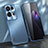 Luxury Aluminum Metal Back Cover and Silicone Frame Case J01 for Oppo Reno8 Pro 5G Blue
